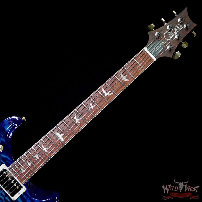 PRS Wood Library 10 Top 1-Piece Quilt Top McCarty 594 Flame Maple Neck Cocobolo Board River Blue - Image 9