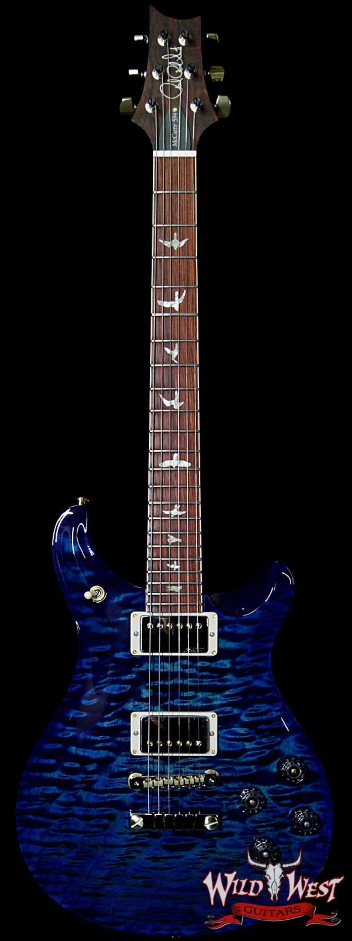 PRS Wood Library 10 Top 1-Piece Quilt Top McCarty 594 Flame Maple Neck Cocobolo Board River Blue - Image 1
