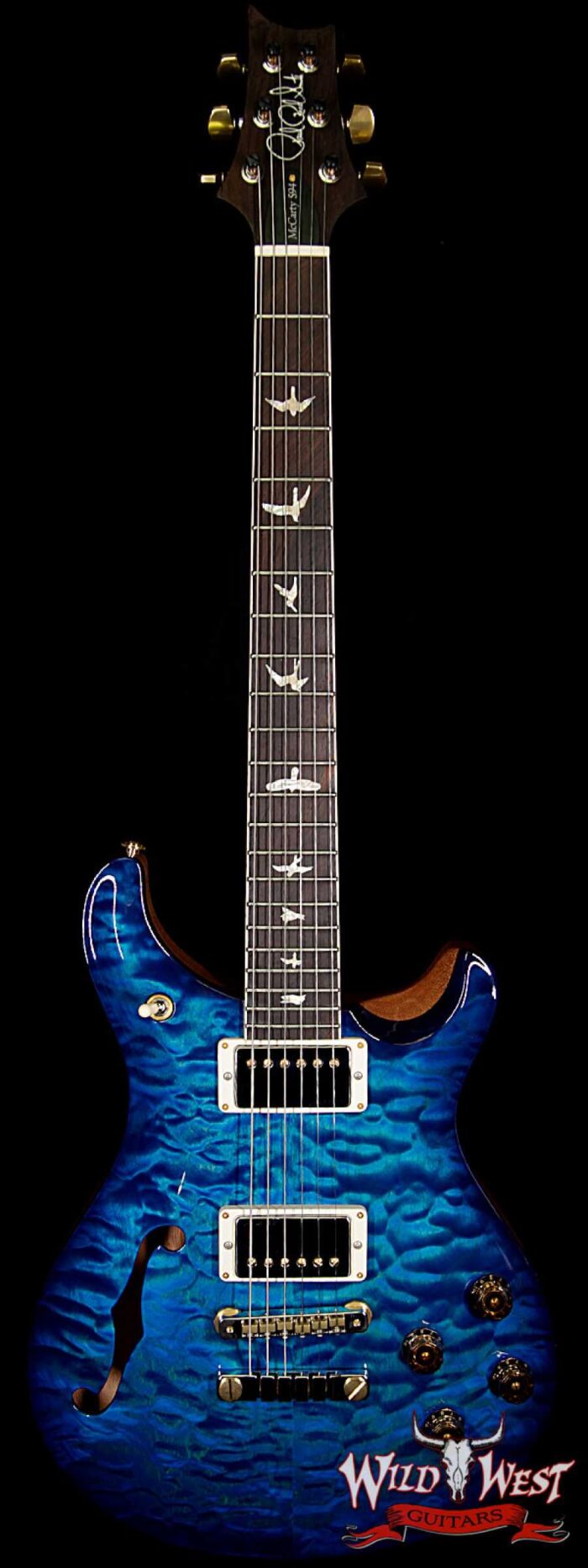 PRS Wood Library Quilt 10 Top McCarty 594 Semi-Hollow Brazilian Rosewood Board Faded Blue Wrap - Image 1