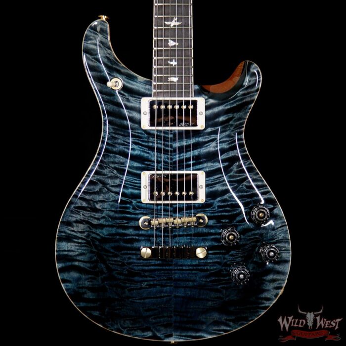 PRS Wood Libaray 10 Top McCarty 594 Quilt Top Flame Mahogany Neck Brazilian Rosewood Board Slate Blue - Image 3