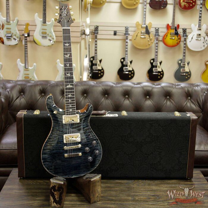 PRS Wood Libaray 10 Top McCarty 594 Quilt Top Flame Mahogany Neck Brazilian Rosewood Board Slate Blue - Image 12