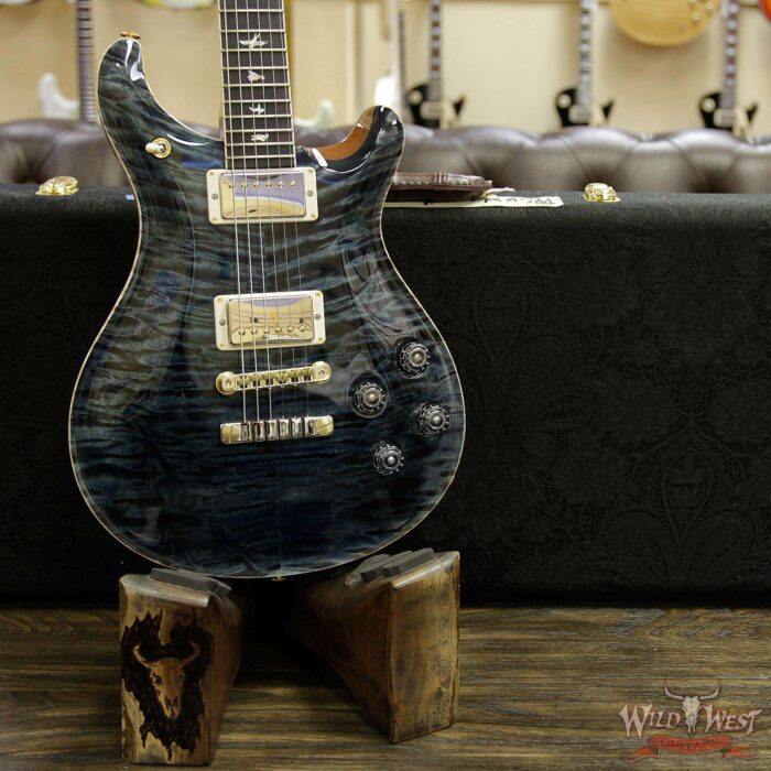 PRS Wood Libaray 10 Top McCarty 594 Quilt Top Flame Mahogany Neck Brazilian Rosewood Board Slate Blue - Image 13