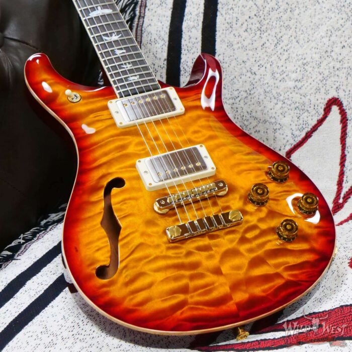 Paul Reed Smith PRS Wood Library 10 Top Quilt Top McCarty 594 Semi-Hollow Brazilian Rosewood Fingerboard Dark Cherry Sunburst - Image 8