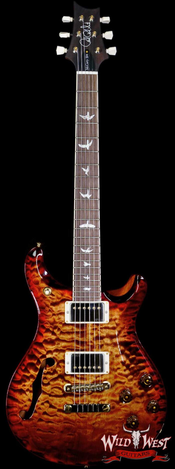 Paul Reed Smith PRS Wood Library 10 Top Quilt Top McCarty 594 Semi-Hollow Brazilian Rosewood Fingerboard Copperhead Cherry Burst - Image 1