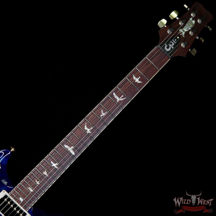 PRS Wood Library Santana Retro Quilt 10 Top Cocobolo Fingerboard River Blue Wrap Burst - Image 8