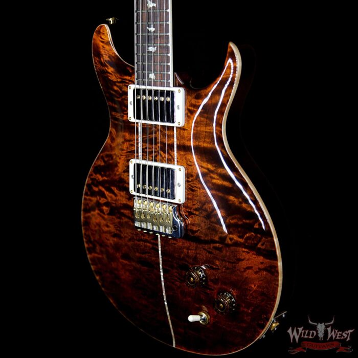 PRS Wood Library Quilt 10 Top Santana Retro Flame Mahogany Neck Brazilian Rosewood Board Orange Tiger - Image 2