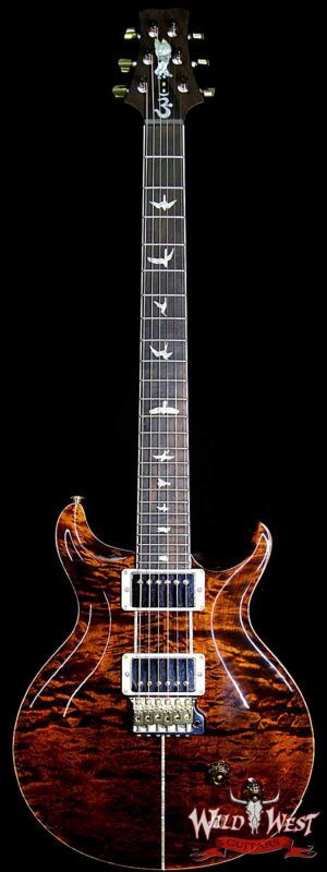 PRS Wood Library Quilt 10 Top Santana Retro Flame Mahogany Neck Brazilian Rosewood Board Orange Tiger