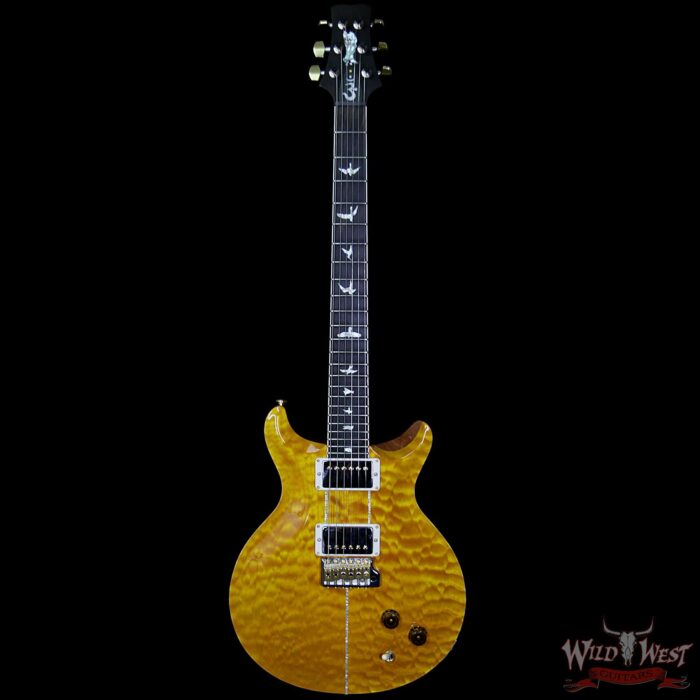PRS Wood Library Santana Retro Quilt Top Flame Mahogany Neck Brazilian Rosewood Board Santana Yellow - Image 5