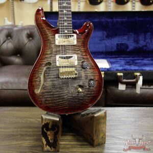 PRS Wood Library 10 Top Custom 24 Semi-Hollow Flame Top & Neck Brazilian Rosewood Board Charcoal Cherry Burst - Image 13