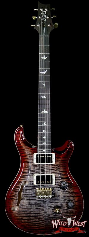 PRS Wood Library 10 Top Custom 24 Semi-Hollow Flame Top & Neck Brazilian Rosewood Board Charcoal Cherry Burst