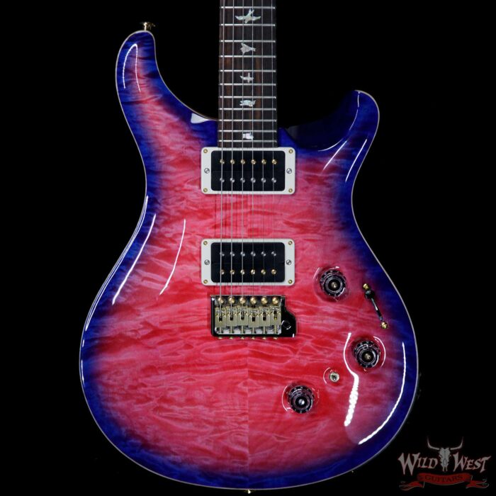 PRS Wood Library Artist Package Quilt Top P24 Custom 24 Piezo Brazilian Rosewood Board Bonnie Pink Blue Burst - Image 3