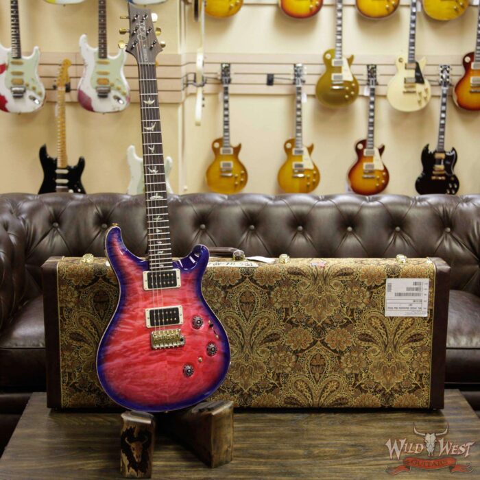 PRS Wood Library Artist Package Quilt Top P24 Custom 24 Piezo Brazilian Rosewood Board Bonnie Pink Blue Burst - Image 7