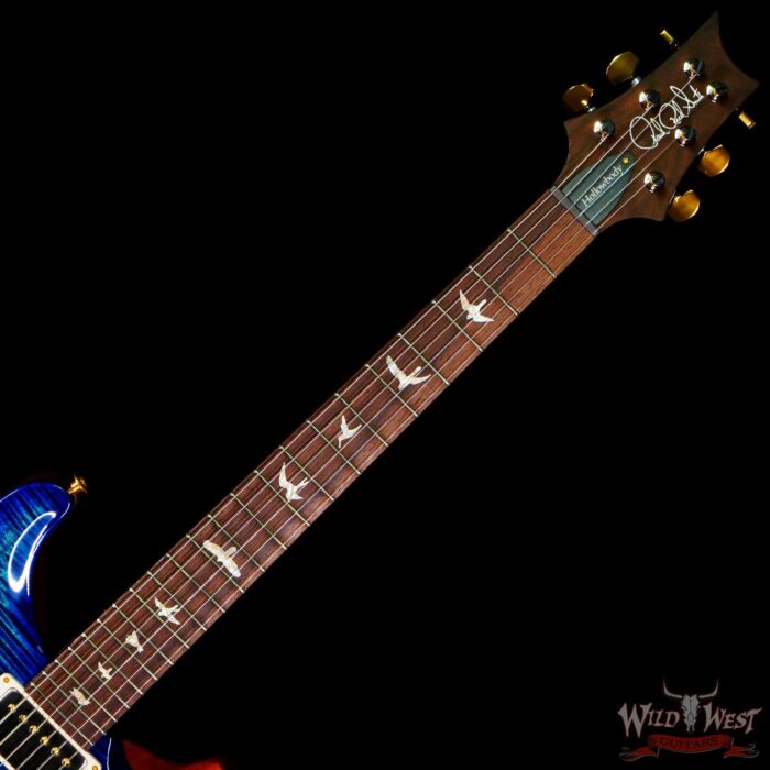 Paul Reed Smith Wood Library 10 Top Hollowbody I Piezo Flame Neck Brazilian Rosewood Board River Blue Burst - Image 4