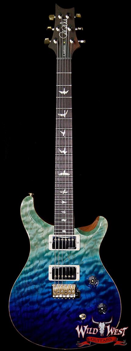 PRS Wood Library 10 Top Custom 24 Fatback Quilt Top Birdseye Neck Brazilian Rosewood Board Blue Fade