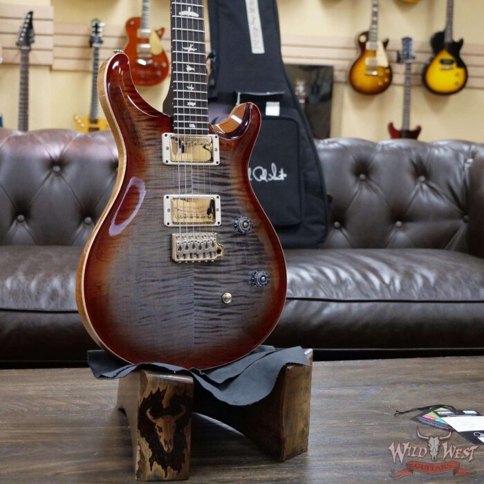 PRS Wild West Guitars Special Run Flame Top Black Neck CE 24 Faded Gray Black Cherry Burst 315723 - Image 7
