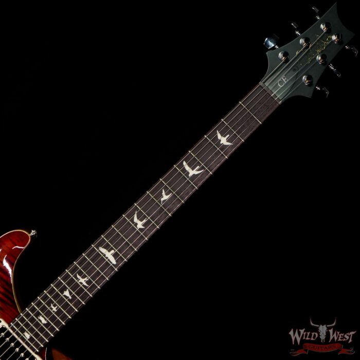 PRS Wild West Guitars Special Run Flame Top Black Neck CE 24 Faded Gray Black Cherry Burst 315723 - Image 4