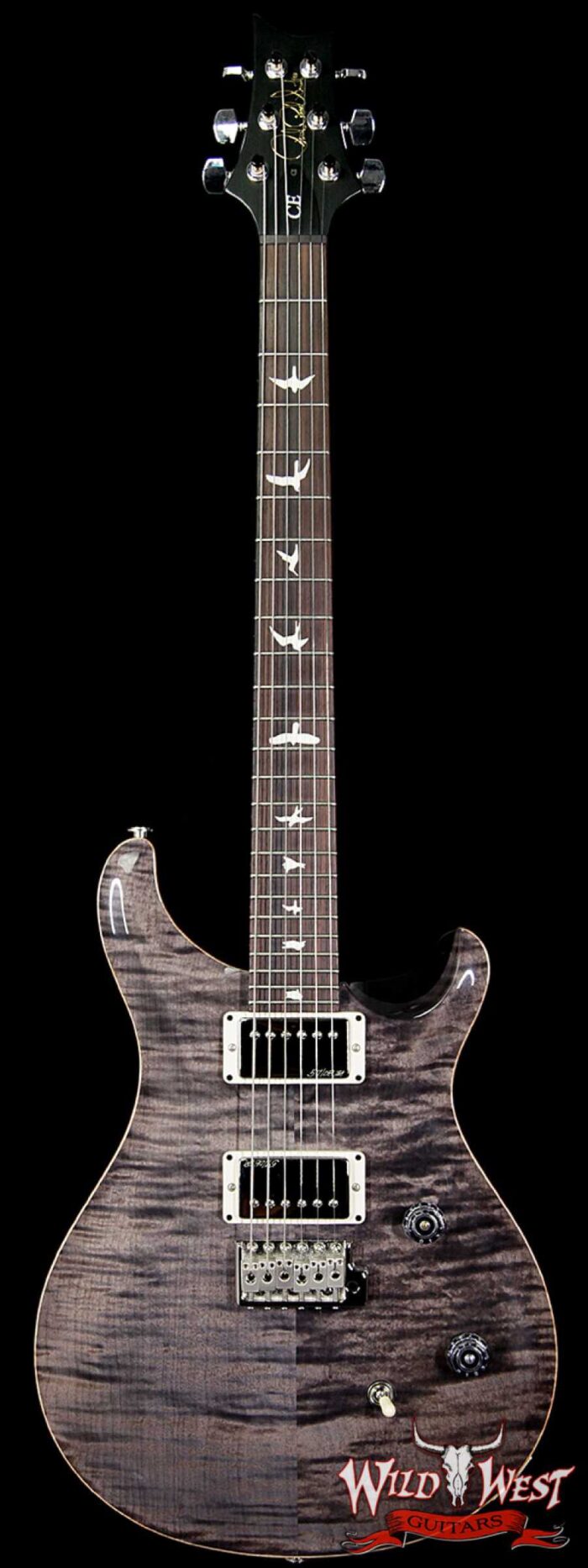 PRS Wild West Guitars Special Run CE 24 Flame Maple Top and 57/08 Pickups Grey Black 238551 - Image 1
