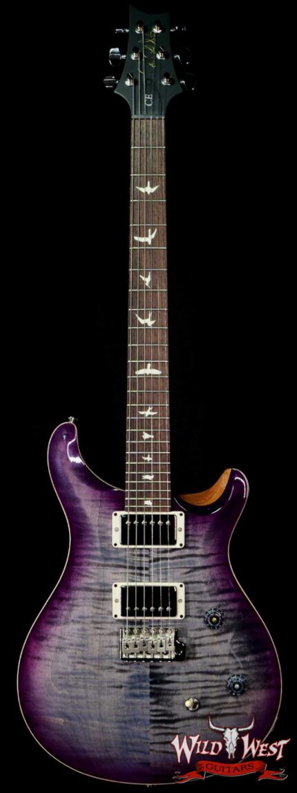 PRS Wild West Guitars Special Run Flame Top Black Neck CE 24 Faded Gray Black Purple Burst 314008