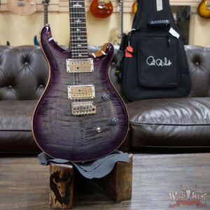 PRS Wild West Guitars Special Run Flame Top Black Neck CE 24 Faded Gray Black Purple Burst 316172 - Image 7