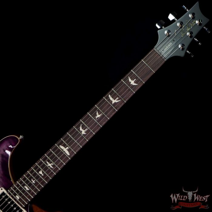 PRS Wild West Guitars Special Run Flame Top Black Neck CE 24 Faded Gray Black Purple Burst 316172 - Image 4
