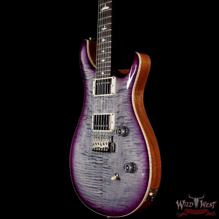 PRS Wild West Guitars Special Run Flame Top Black Neck CE 24 Faded Gray Black Purple Burst 317457 - Image 2