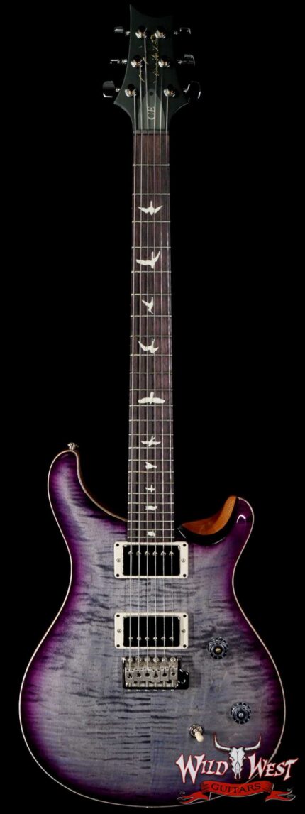 PRS Wild West Guitars Special Run Flame Top Black Neck CE 24 Faded Gray Black Purple Burst 317457