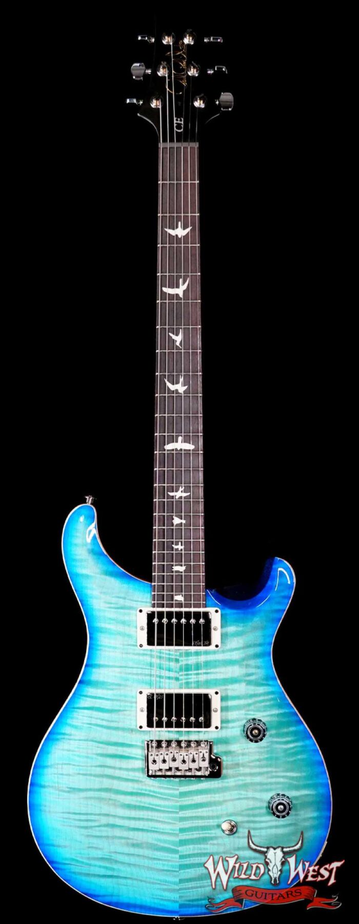 Paul Reed Smith PRS Wild West Guitars Special Run CE 24 Painted Black Neck 57/08 Covered Pickups Makena Blue 7.80 LBS - Image 1