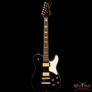 Squier Limited Edition Paranormal Troublemaker Telecaster Deluxe Laurel Fingerboard Black Gold Hardware - Image 3