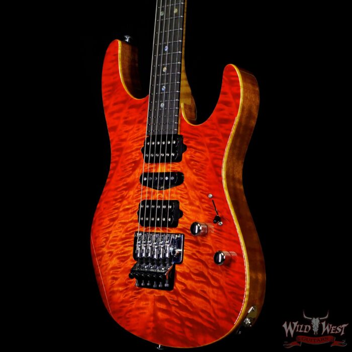 Suhr Custom Modern HSH Floyd Quilt Maple Top Roasted Flame Maple Neck Ebony Board Fireburst - Image 2