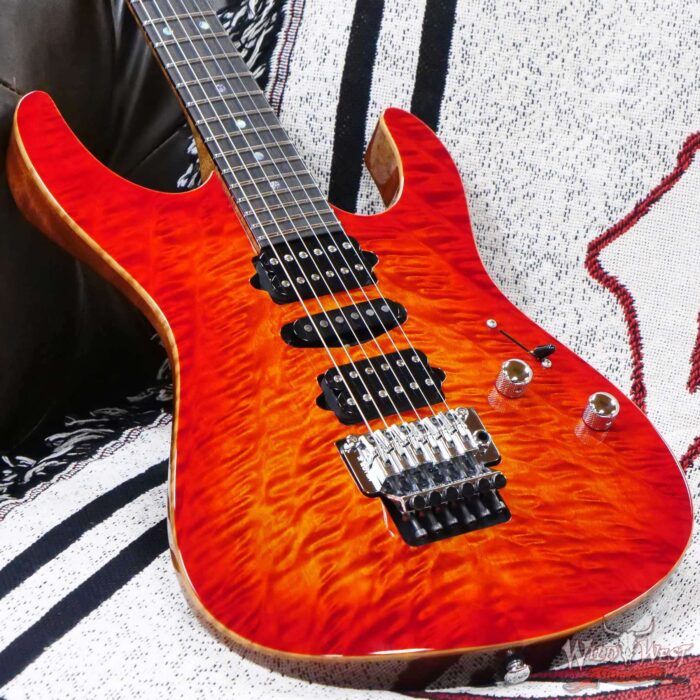 Suhr Custom Modern HSH Floyd Quilt Maple Top Roasted Flame Maple Neck Ebony Board Fireburst - Image 8