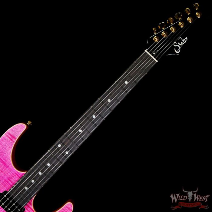 Suhr Custom Modern HSH Flame Maple Top Genuine Mahogany Body & Neck Ebony Fingerboard Magenta Pink - Image 4