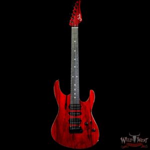 Suhr Custom Carve Top Modern HSH Black Limba Body & Neck Ebony Fingerboard Trans Red - Image 3
