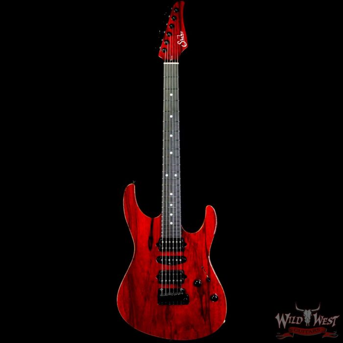 Suhr Custom Carve Top Modern HSH Black Limba Body & Neck Ebony Fingerboard Trans Red - Image 3