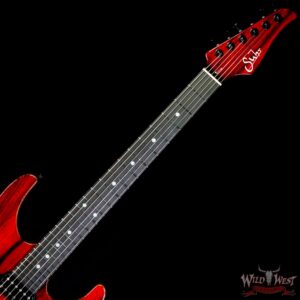 Suhr Custom Carve Top Modern HSH Black Limba Body & Neck Ebony Fingerboard Trans Red - Image 4