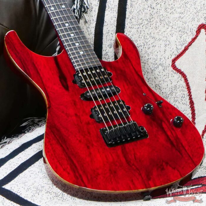 Suhr Custom Carve Top Modern HSH Black Limba Body & Neck Ebony Fingerboard Trans Red - Image 8