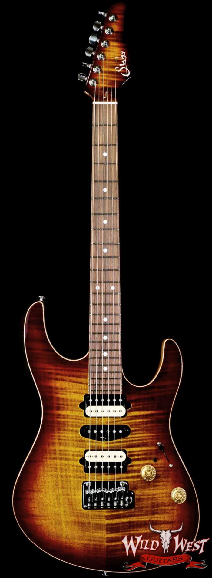 Suhr Custom Modern HSH with Blower Switch Flame Maple Top Bengal Burst 7.40 LBS - Image 1