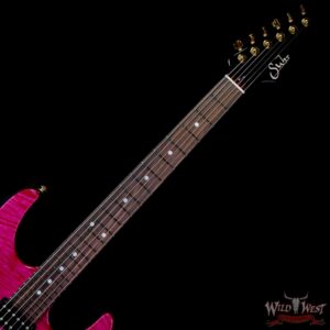 Suhr Custom Modern HSH Flame Maple Top Genuine Mahogany Body & Neck Indian Rosewood Fingerboard Magenta Pink Stain 7.30 LBS - Image 4