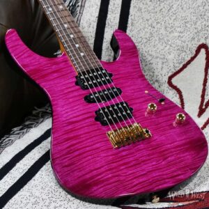 Suhr Custom Modern HSH Flame Maple Top Genuine Mahogany Body & Neck Indian Rosewood Fingerboard Magenta Pink Stain 7.30 LBS - Image 8