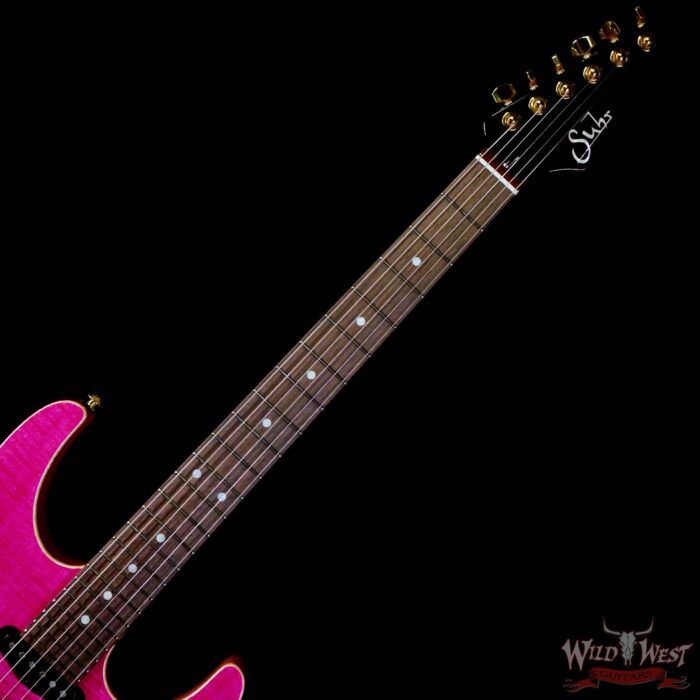 Suhr Custom Modern HSS Flame Maple Top Genuine Mahogany Body & Neck Indian Rosewood Fingerboard Magenta Pink 7.60 LBS - Image 4