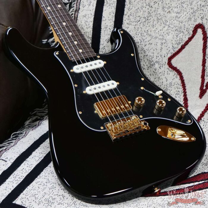 Suhr Custom Classic S HSS Rosewood Fingerboard Matching Color Headstock Gold Hardware Black 8.00 LBS - Image 8