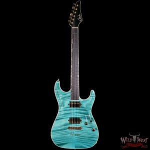 Suhr Custom Carve Top Standard Flame Maple Top Genuine Mahogany Body Bahama Blue 7.65 lbs - Image 3