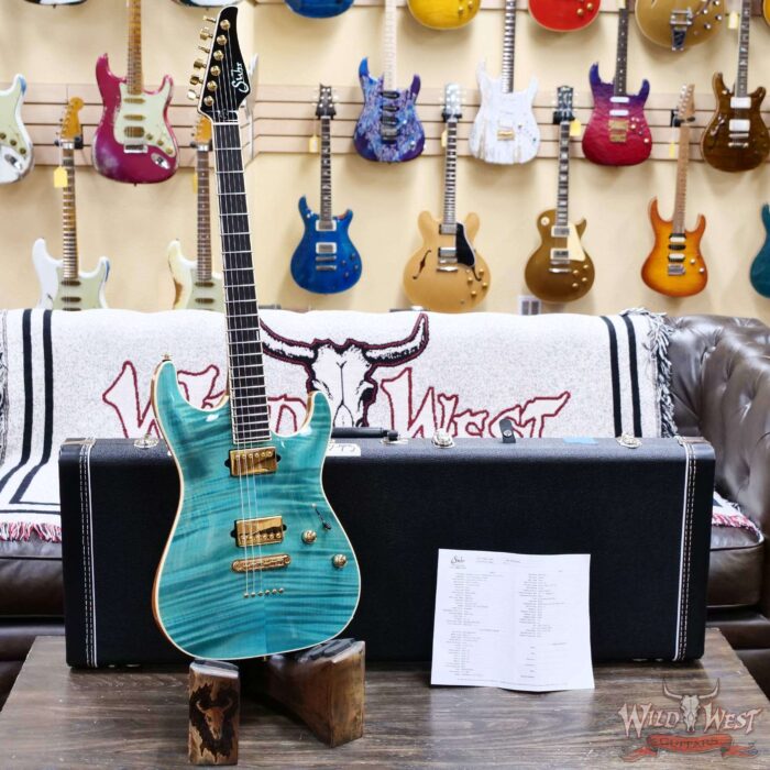 Suhr Custom Carve Top Standard Flame Maple Top Genuine Mahogany Body Bahama Blue 7.65 lbs - Image 6