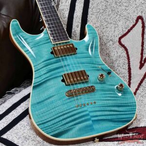 Suhr Custom Carve Top Standard Flame Maple Top Genuine Mahogany Body Bahama Blue 7.65 lbs - Image 8