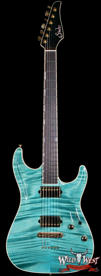 Suhr Custom Carve Top Standard Flame Maple Top Genuine Mahogany Body Bahama Blue 7.65 lbs