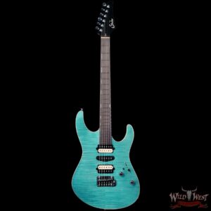 Suhr Custom Set Neck Modern HSH Flame Maple Top Blower Switch 24 Stainless Steel Jumbo Frets Bahama Blue 6.95 lbs - Image 3