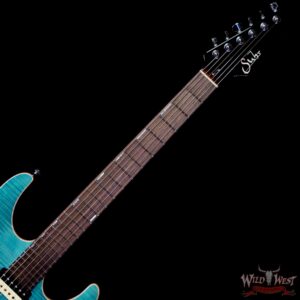 Suhr Custom Set Neck Modern HSH Flame Maple Top Blower Switch 24 Stainless Steel Jumbo Frets Bahama Blue 6.95 lbs - Image 4