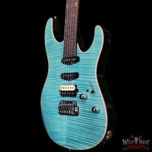 Suhr Custom Set Neck Modern HSS Flame Maple Top SSCII System Blower Switch 24 Stainless Steel Jumbo Frets Bahama Blue 7.25 lbs - Image 2