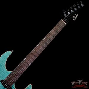 Suhr Custom Set Neck Modern HSS Flame Maple Top SSCII System Blower Switch 24 Stainless Steel Jumbo Frets Bahama Blue 7.25 lbs - Image 4