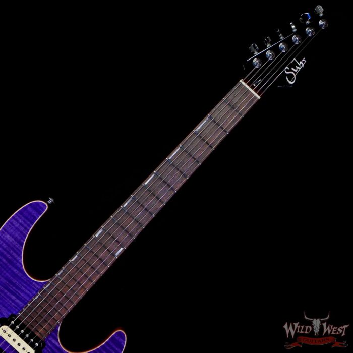 Suhr Custom Set Neck Modern HSH Flame Maple Top Mahogany Body & Neck Blower Switch 24 Stainless Steel Jumbo Frets Trans Purple 6.95 LBS - Image 4
