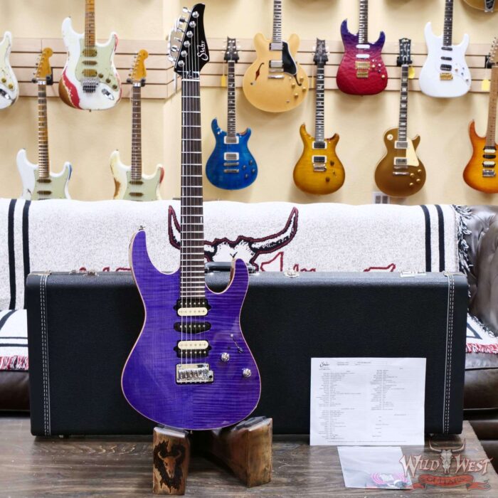 Suhr Custom Set Neck Modern HSH Flame Maple Top Mahogany Body & Neck Blower Switch 24 Stainless Steel Jumbo Frets Trans Purple 6.95 LBS - Image 6